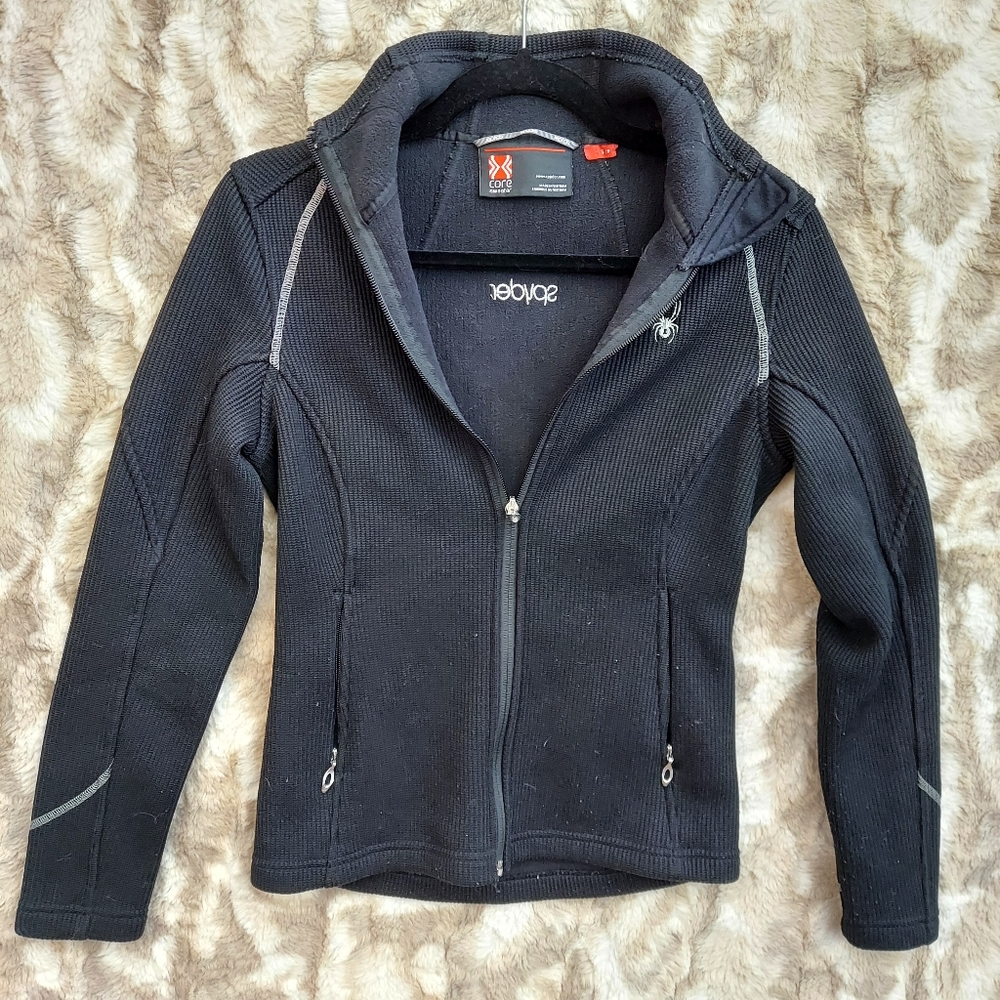 Spyder Core Black Zippered Sweater, Outdoor Performance Wear, sz S